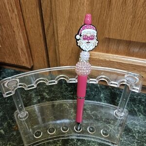 Santa Claus Pink Christmas Beaded Pen